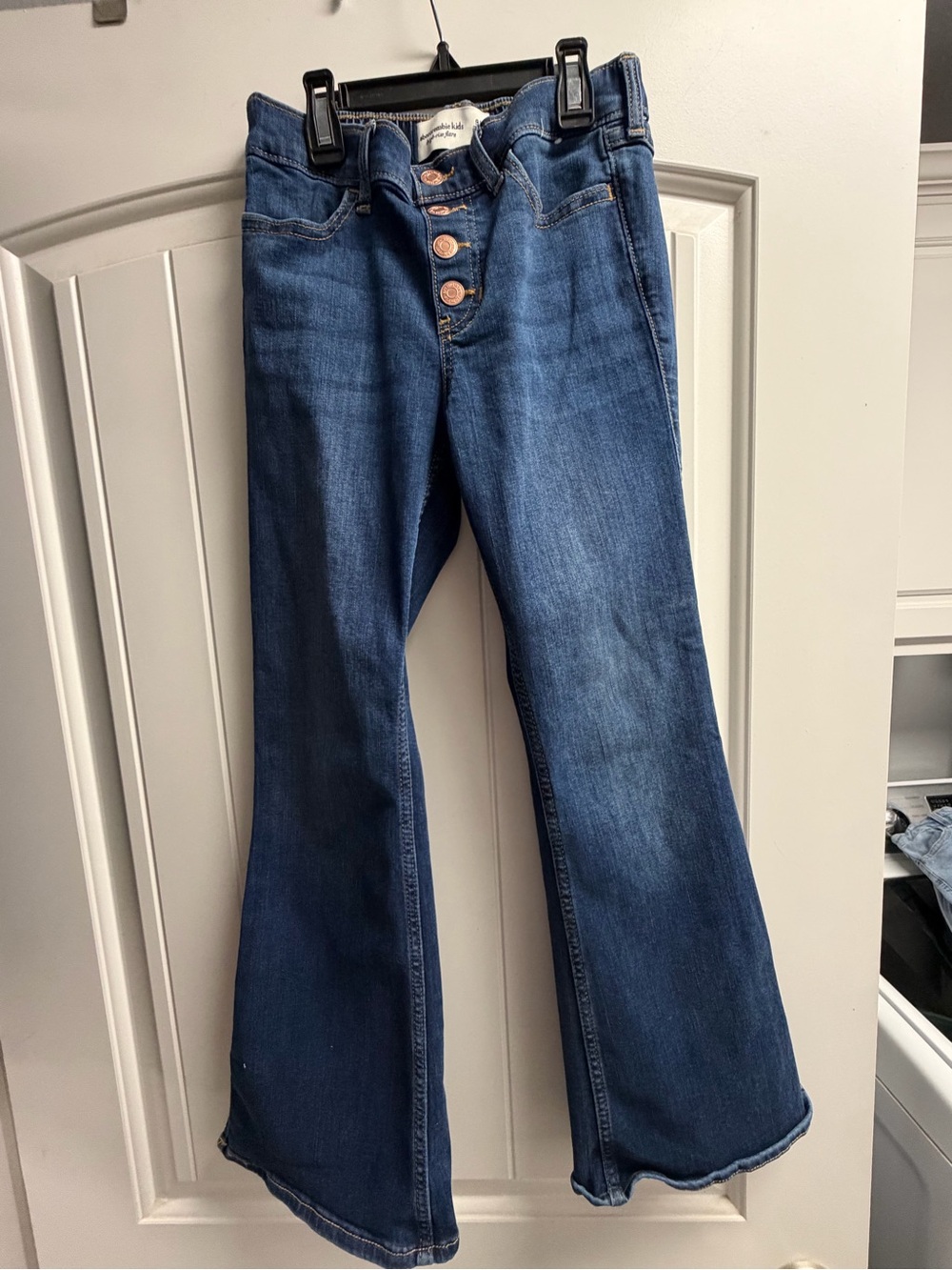 Abercrombie pull on Button-Fly Flare Jeans - Dark Blue